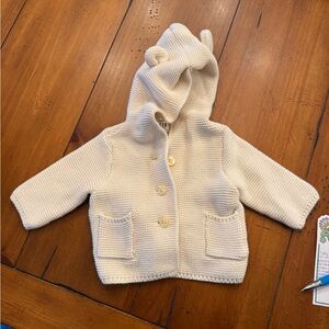 GAP Cream Knit Baby Sweater with Hood